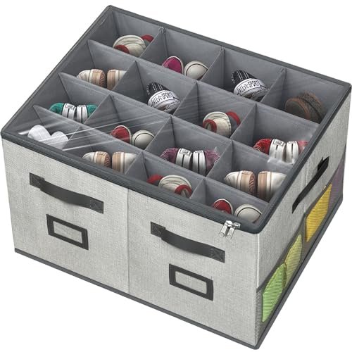 VERONLY Caja de Almacenamiento para Zapatos, Caja Transparente, Apta para 16 Pares, Ahorra Espacio, Organizador Plegable con Asas, Gris