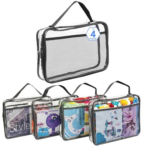 VERONLY Lote de 4 Bolsas de Almacenamiento de PVC para Juguetes de Niños - Gris (30x23x6.6cm)