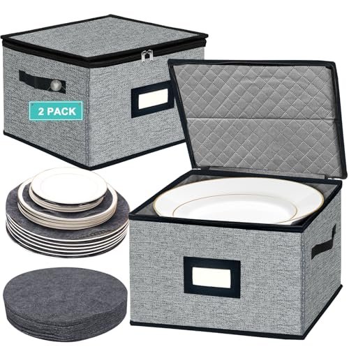 VERONLY Juego de 2 cajas de almacenamiento de porcelana con tapa, asas y carcasa rígida